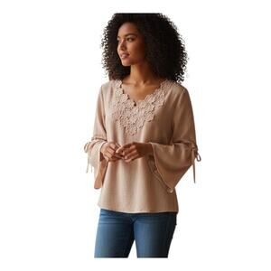 SPENSE BLUSH PINK FLAIR SLEEVE BLOUSE SZ.S EUC.